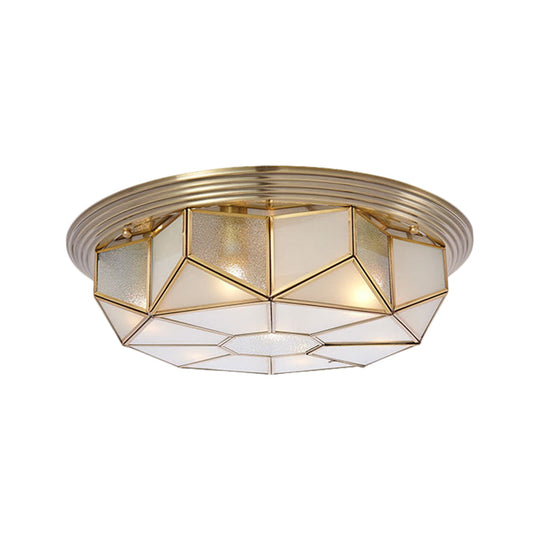 Opal Glass 6-Bulb Brass Geometric Ceiling Light Fixture for Rural-Style Living Room