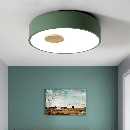 Metal Flush Ceiling Light with Acrylic Diffuser - Nordic Gray/Yellow/Green, Ceiling Flush Mount for Living Room in Warm/White