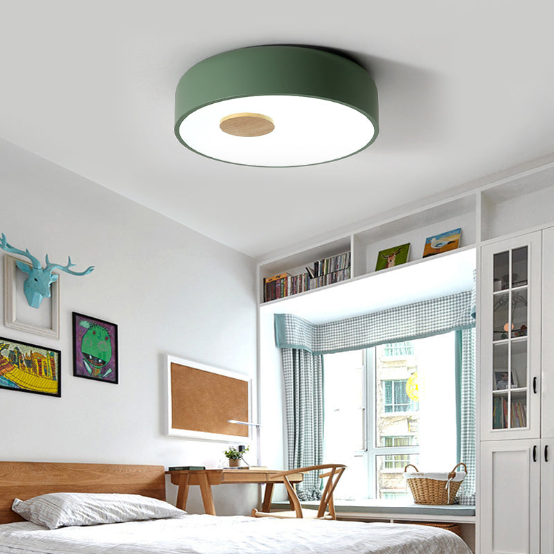 Metal Flush Ceiling Light with Acrylic Diffuser - Nordic Gray/Yellow/Green, Ceiling Flush Mount for Living Room in Warm/White