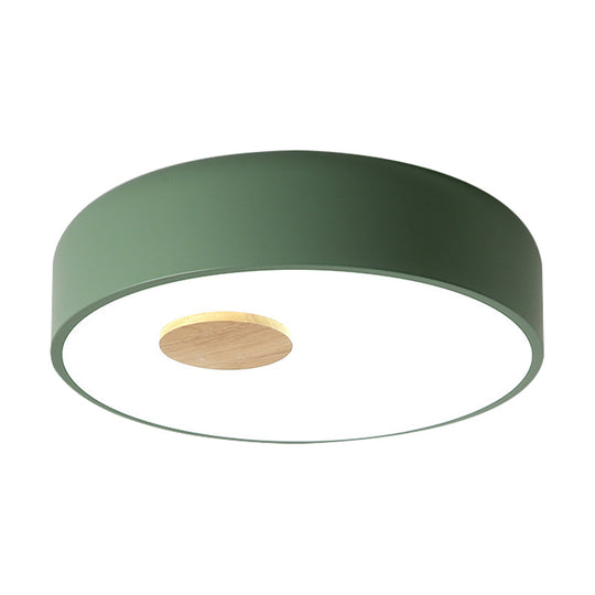 Metal Flush Ceiling Light with Acrylic Diffuser - Nordic Gray/Yellow/Green, Ceiling Flush Mount for Living Room in Warm/White