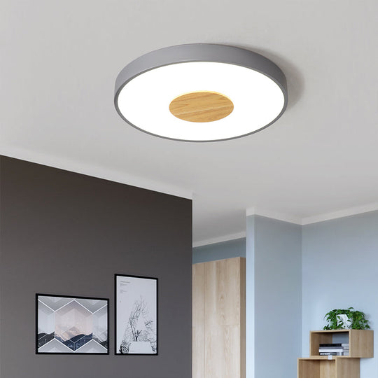 Nordic Metal Led Ceiling Light - Circular Flush Mount With Acrylic Diffuser 12/16/19.5 Diameter