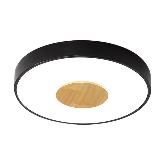 Nordic Metal LED Ceiling Light - Circular Flush Mount with Acrylic Diffuser 12"/16"/19.5" Diameter (Black/Gray/White)