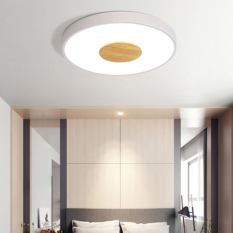 Nordic Metal Led Ceiling Light - Circular Flush Mount With Acrylic Diffuser 12/16/19.5 Diameter