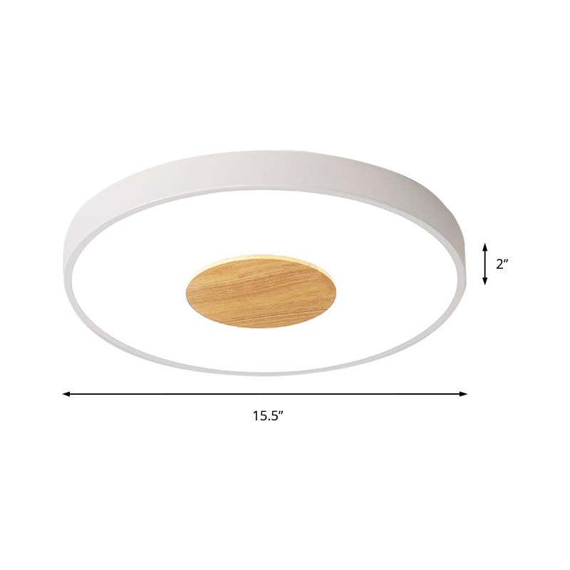 Nordic Metal Led Ceiling Light - Circular Flush Mount With Acrylic Diffuser 12/16/19.5 Diameter