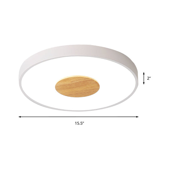 Nordic Metal Led Ceiling Light - Circular Flush Mount With Acrylic Diffuser 12/16/19.5 Diameter