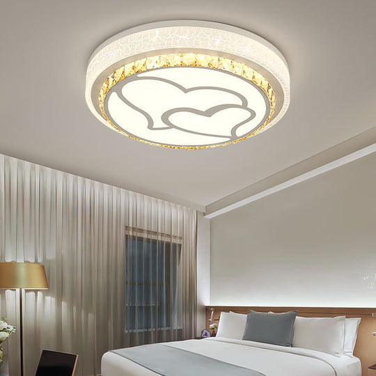 Modern LED Loving Heart Flush Ceiling Light with Acrylic Crystal Shade - Brown/White | White/3 Colors