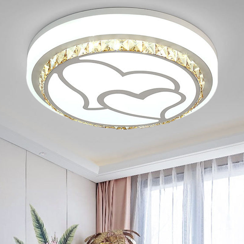 Modern LED Loving Heart Flush Ceiling Light with Acrylic Crystal Shade - Brown/White | White/3 Colors