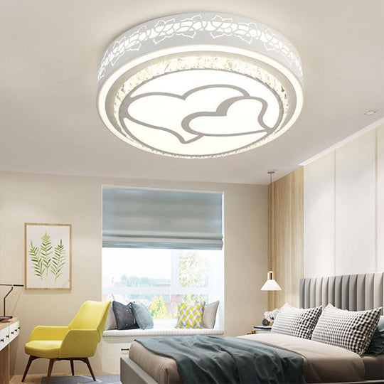 Modern LED Loving Heart Flush Ceiling Light with Acrylic Crystal Shade - Brown/White | White/3 Colors