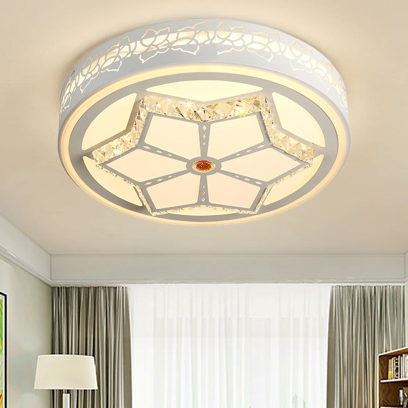 Modern Brown/White Flushmount Ceiling Light with Crystal Deco for Bedroom