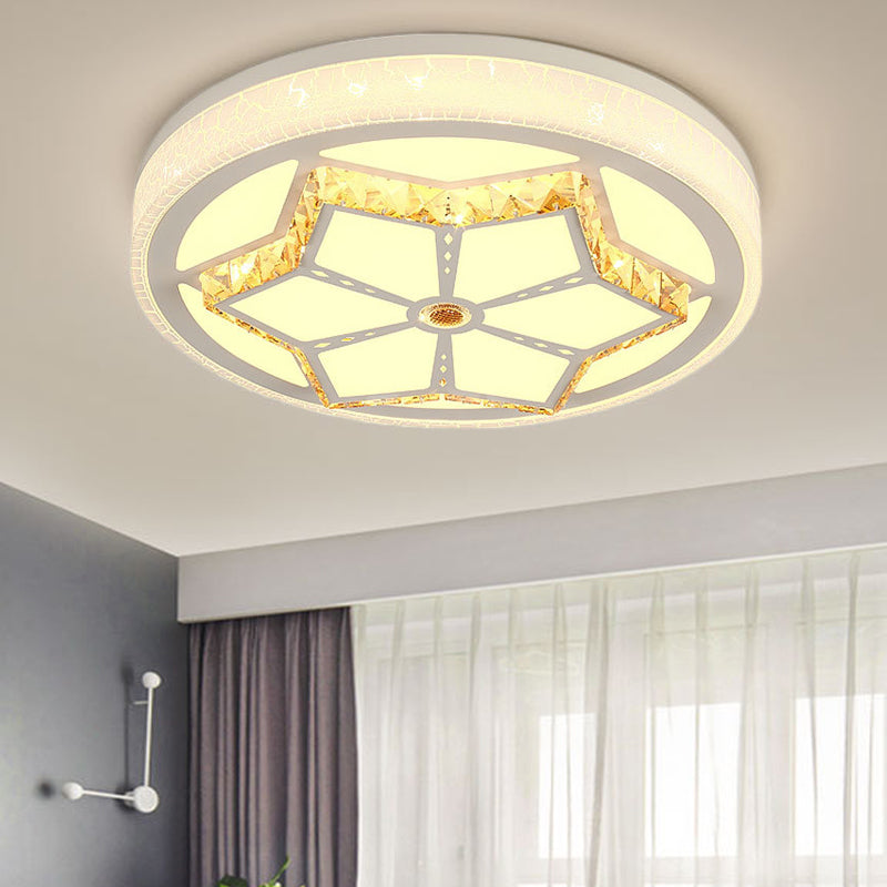 Modern Brown/White Flushmount Ceiling Light with Crystal Deco for Bedroom