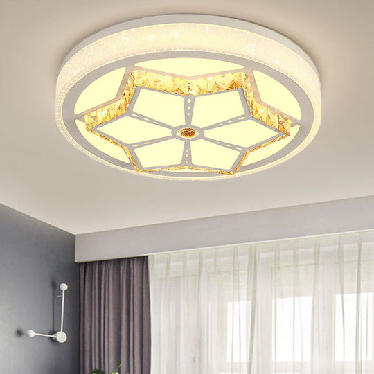 Modern Brown/White Flushmount Ceiling Light with Crystal Deco for Bedroom