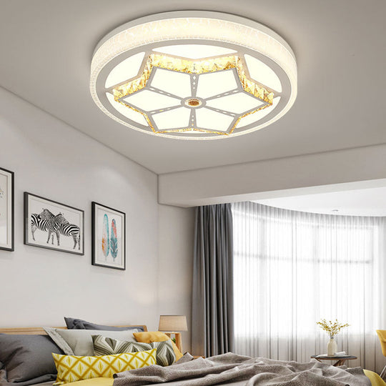 Modern Brown/White Flushmount Ceiling Light with Crystal Deco for Bedroom