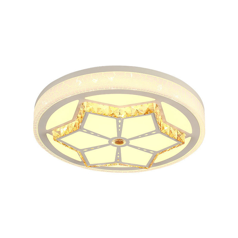 Modern Brown/White Flushmount Ceiling Light with Crystal Deco for Bedroom