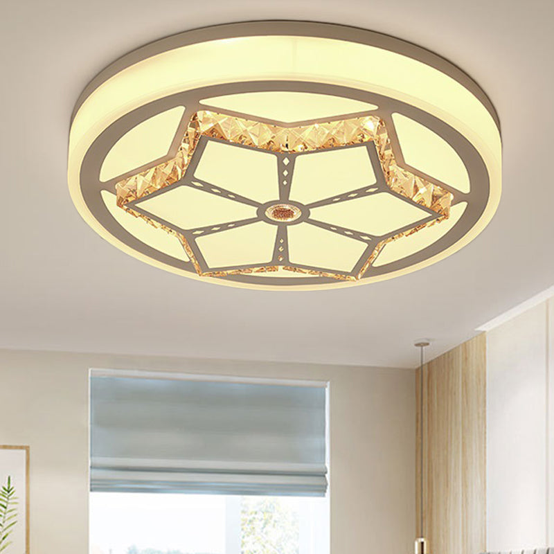 Modern Brown/White Flushmount Ceiling Light with Crystal Deco for Bedroom