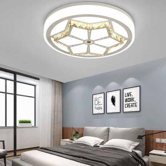 Modern Brown/White Flushmount Ceiling Light with Crystal Deco for Bedroom