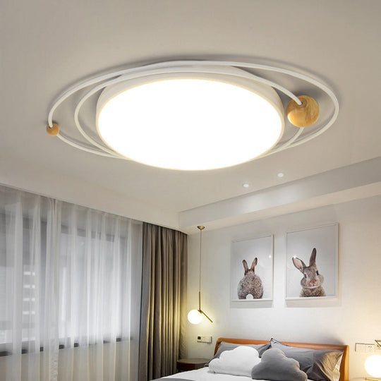 21/26/31 Dia Round Flush Mount Light Nordic Metal Gray/White/Green Led Ceiling For Bedroom In