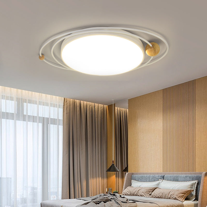 21"/26"/31" Dia Round Flush Mount Light – Nordic Metal Gray/White/Green LED Ceiling Light for Bedroom in Warm/White/Neutral