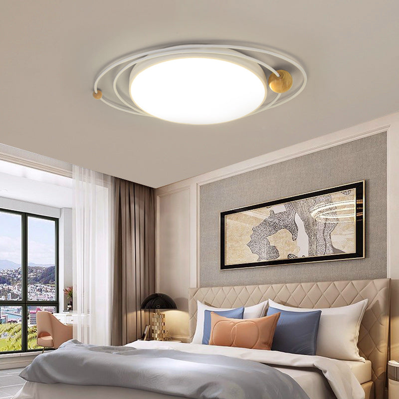 21/26/31 Dia Round Flush Mount Light Nordic Metal Gray/White/Green Led Ceiling For Bedroom In