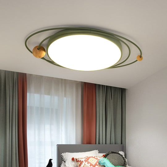 21/26/31 Dia Round Flush Mount Light Nordic Metal Gray/White/Green Led Ceiling For Bedroom In