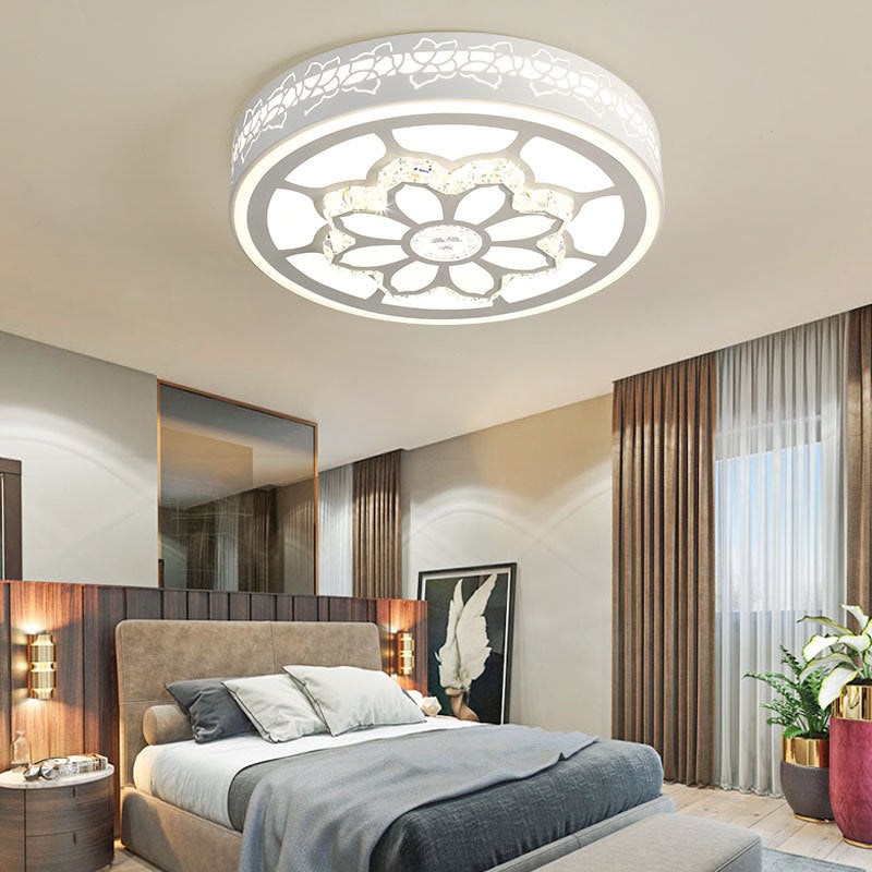 Modern LED Flower Ceiling Light with Color Options and Crystal Accents - Brown/White