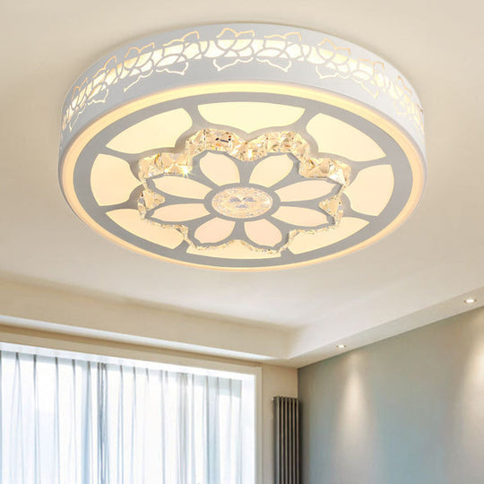 Modern LED Flower Ceiling Light with Color Options and Crystal Accents - Brown/White