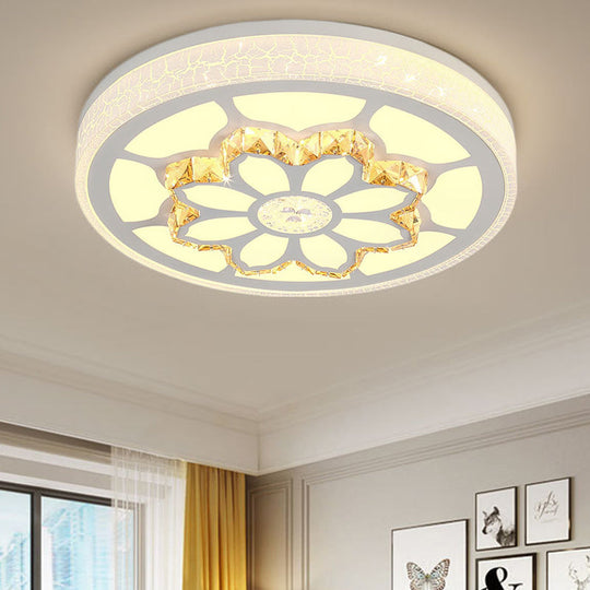 Modern LED Flower Ceiling Light with Color Options and Crystal Accents - Brown/White