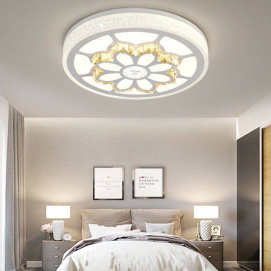 Modern LED Flower Ceiling Light with Color Options and Crystal Accents - Brown/White