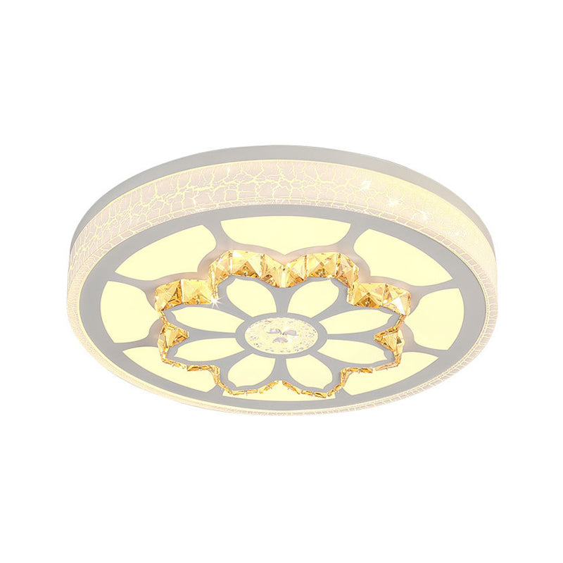 Modern LED Flower Ceiling Light with Color Options and Crystal Accents - Brown/White