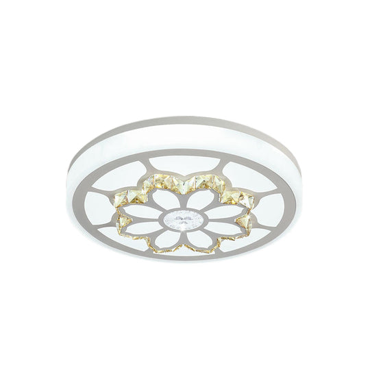 Modern LED Flower Ceiling Light with Color Options and Crystal Accents - Brown/White