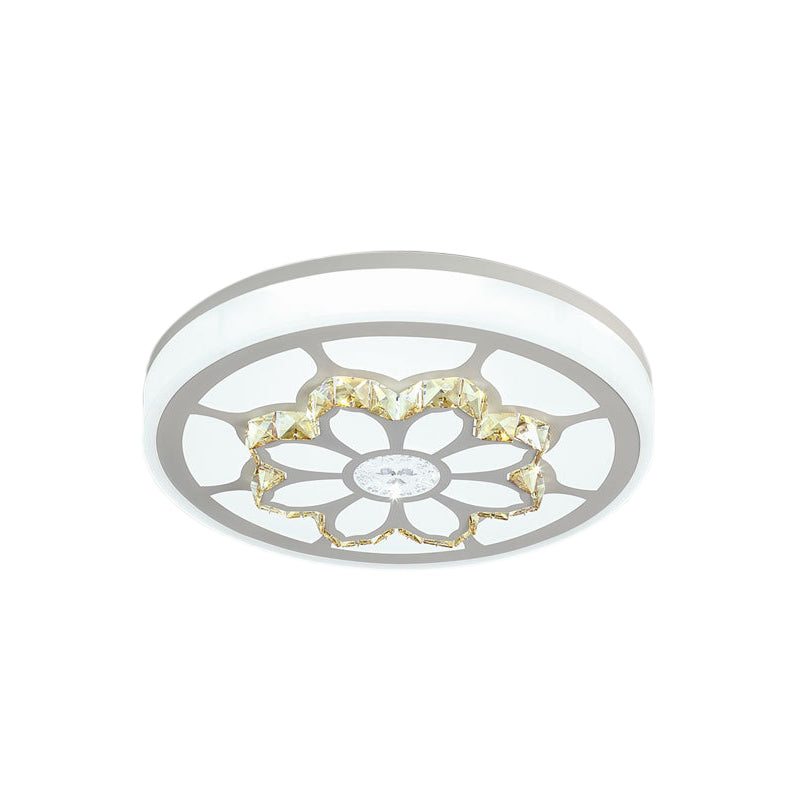 Modern Led Flower Ceiling Light With Color Options And Crystal Accents - Brown/White