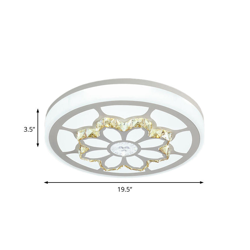 Modern LED Flower Ceiling Light with Color Options and Crystal Accents - Brown/White