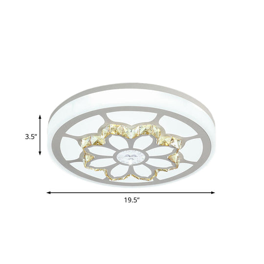 Modern LED Flower Ceiling Light with Color Options and Crystal Accents - Brown/White