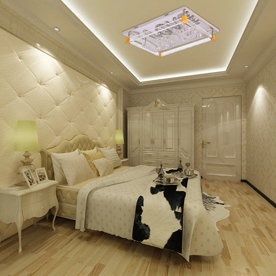 Love Pattern Crystal Rectangle LED Ceiling Mount Light - Contemporary Clear Ceiling Lamp