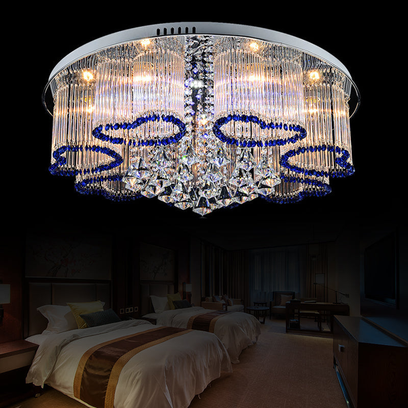 Modern Crystal Ceiling Lamp with Loving Heart Design - 3/5 Lights - Blue