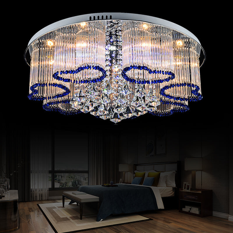 Modern Crystal Ceiling Lamp with Loving Heart Design - 3/5 Lights - Blue