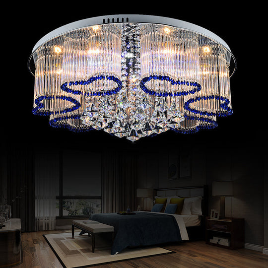 Modern Crystal Ceiling Lamp With Loving Heart Design - 3/5 Lights Blue