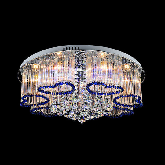 Modern Crystal Ceiling Lamp with Loving Heart Design - 3/5 Lights - Blue