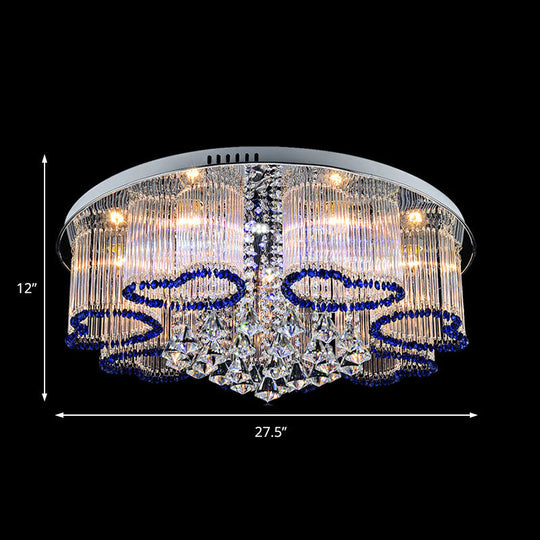 Modern Crystal Ceiling Lamp with Loving Heart Design - 3/5 Lights - Blue