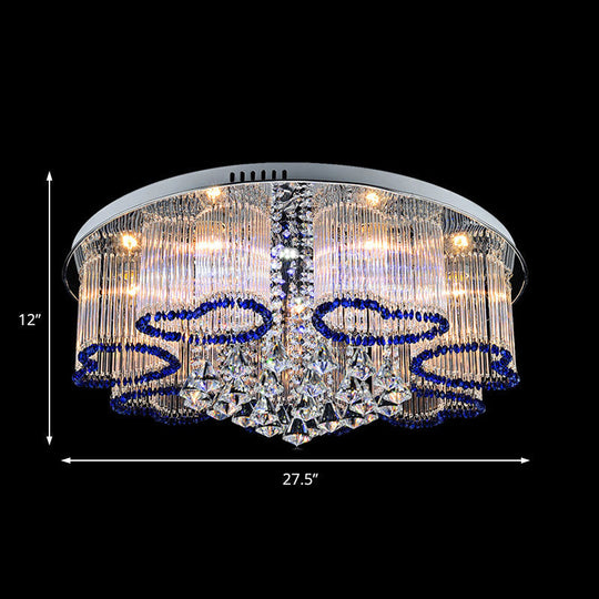 Modern Crystal Ceiling Lamp With Loving Heart Design - 3/5 Lights Blue