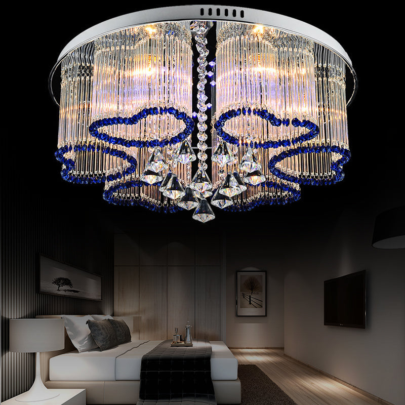 Modern Crystal Ceiling Lamp with Loving Heart Design - 3/5 Lights - Blue