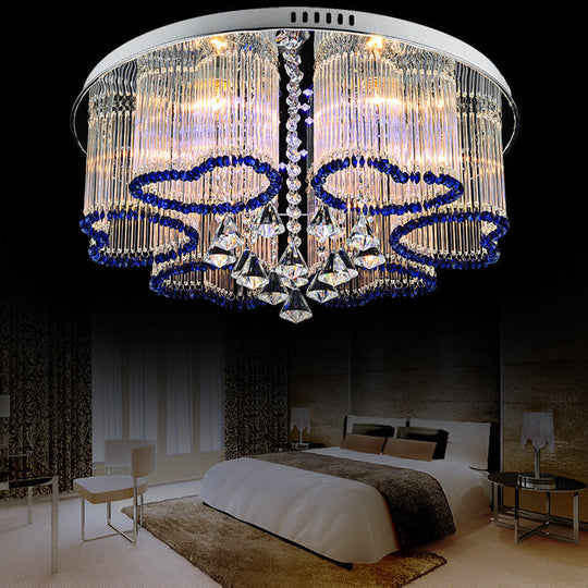 Modern Crystal Ceiling Lamp with Loving Heart Design - 3/5 Lights - Blue