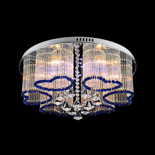 Modern Crystal Ceiling Lamp with Loving Heart Design - 3/5 Lights - Blue