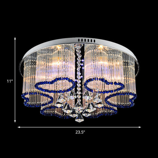 Modern Crystal Ceiling Lamp With Loving Heart Design - 3/5 Lights Blue