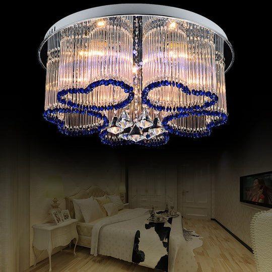 Modern Crystal Ceiling Lamp with Loving Heart Design - 3/5 Lights - Blue