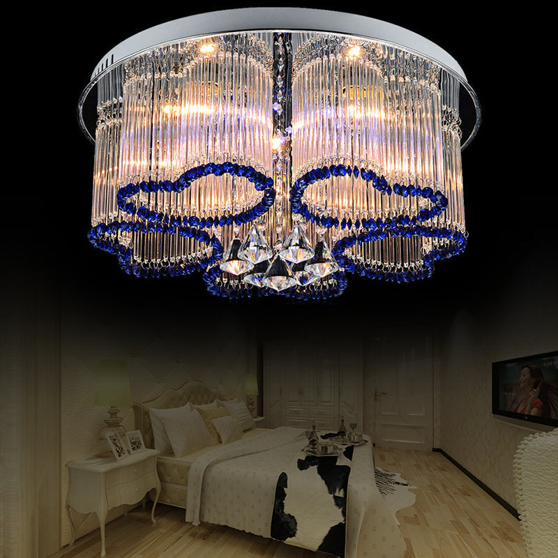 Modern Crystal Ceiling Lamp With Loving Heart Design - 3/5 Lights Blue 5 /