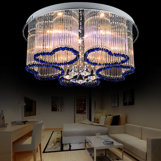 Modern Crystal Ceiling Lamp with Loving Heart Design - 3/5 Lights - Blue