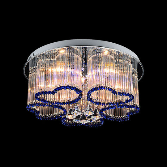 Modern Crystal Ceiling Lamp with Loving Heart Design - 3/5 Lights - Blue