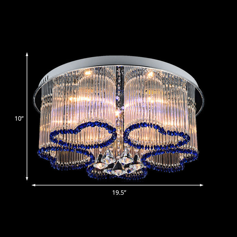 Modern Crystal Ceiling Lamp with Loving Heart Design - 3/5 Lights - Blue