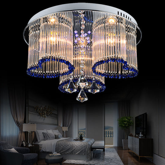 Modern Crystal Ceiling Lamp with Loving Heart Design - 3/5 Lights - Blue