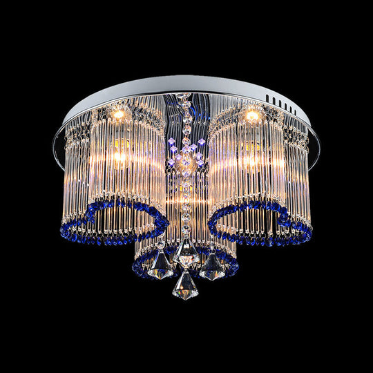 Modern Crystal Ceiling Lamp with Loving Heart Design - 3/5 Lights - Blue